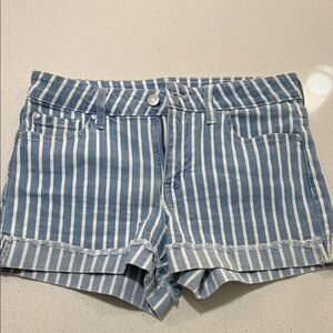 Striped Blue and White Women's Shorts